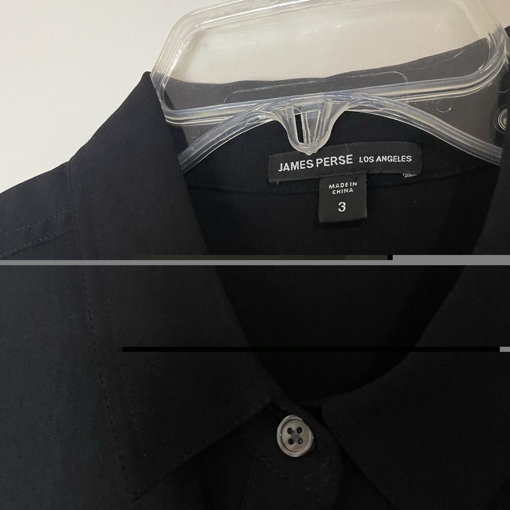 NWOT James Perse Black long sleeve button front utility shirt dress size large 3 - Picture 3 of 6